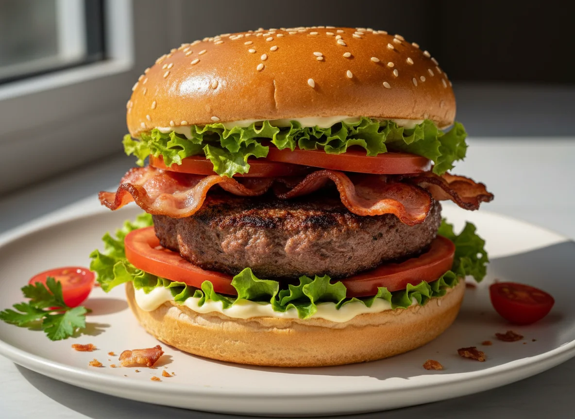 Hambúrguer com Bacon e Salada photo