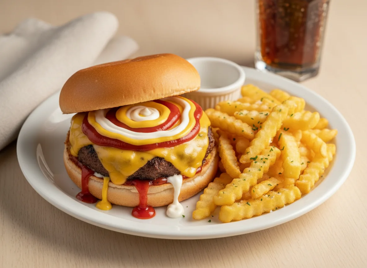 Hambúrguer com batata frita photo