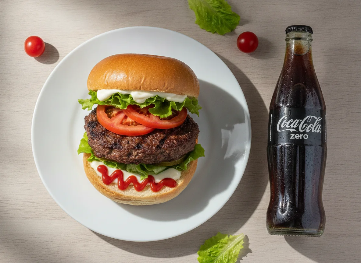Hambúrguer com Coca-Cola Zero photo