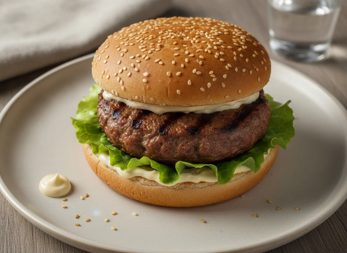 Hambúrguer com gergelim photo