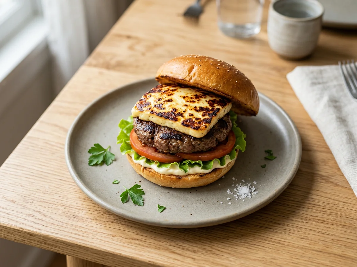 Hambúrguer com queijo coalho photo
