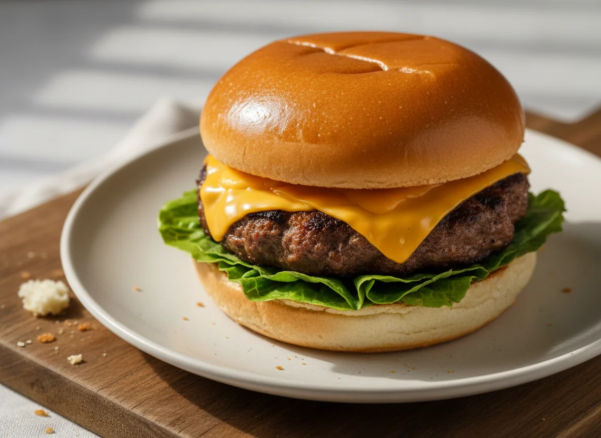 Hambúrguer com Queijo e Alface photo