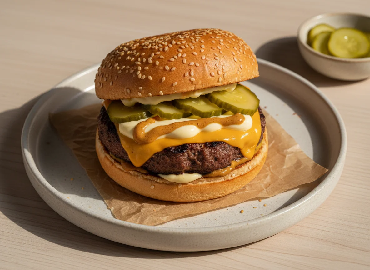 Hambúrguer com Queijo e Picles photo