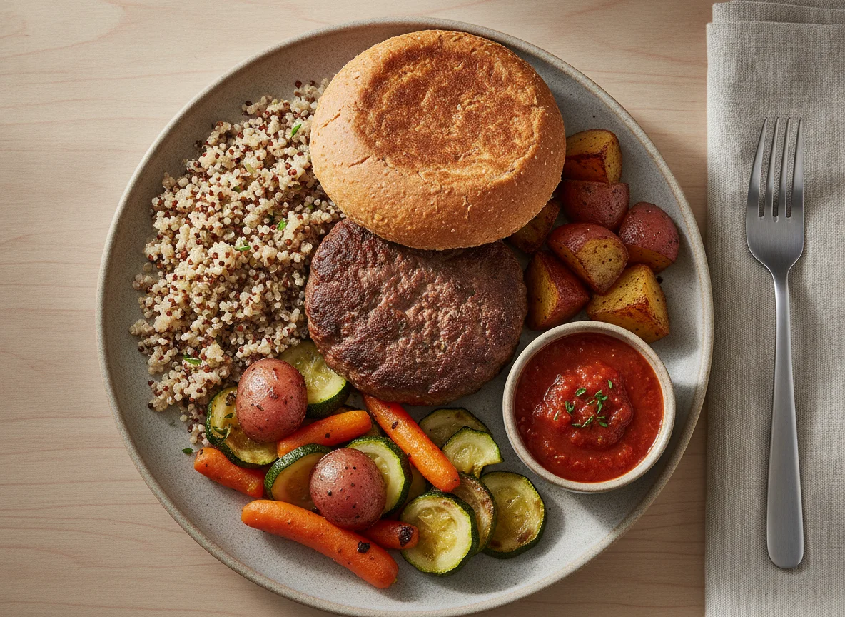 Hambúrguer com Quinoa e Legumes Assados photo