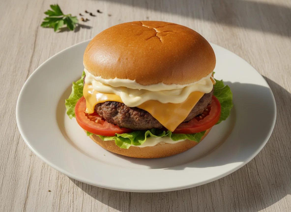 Hambúrguer com Salada e Maionese photo