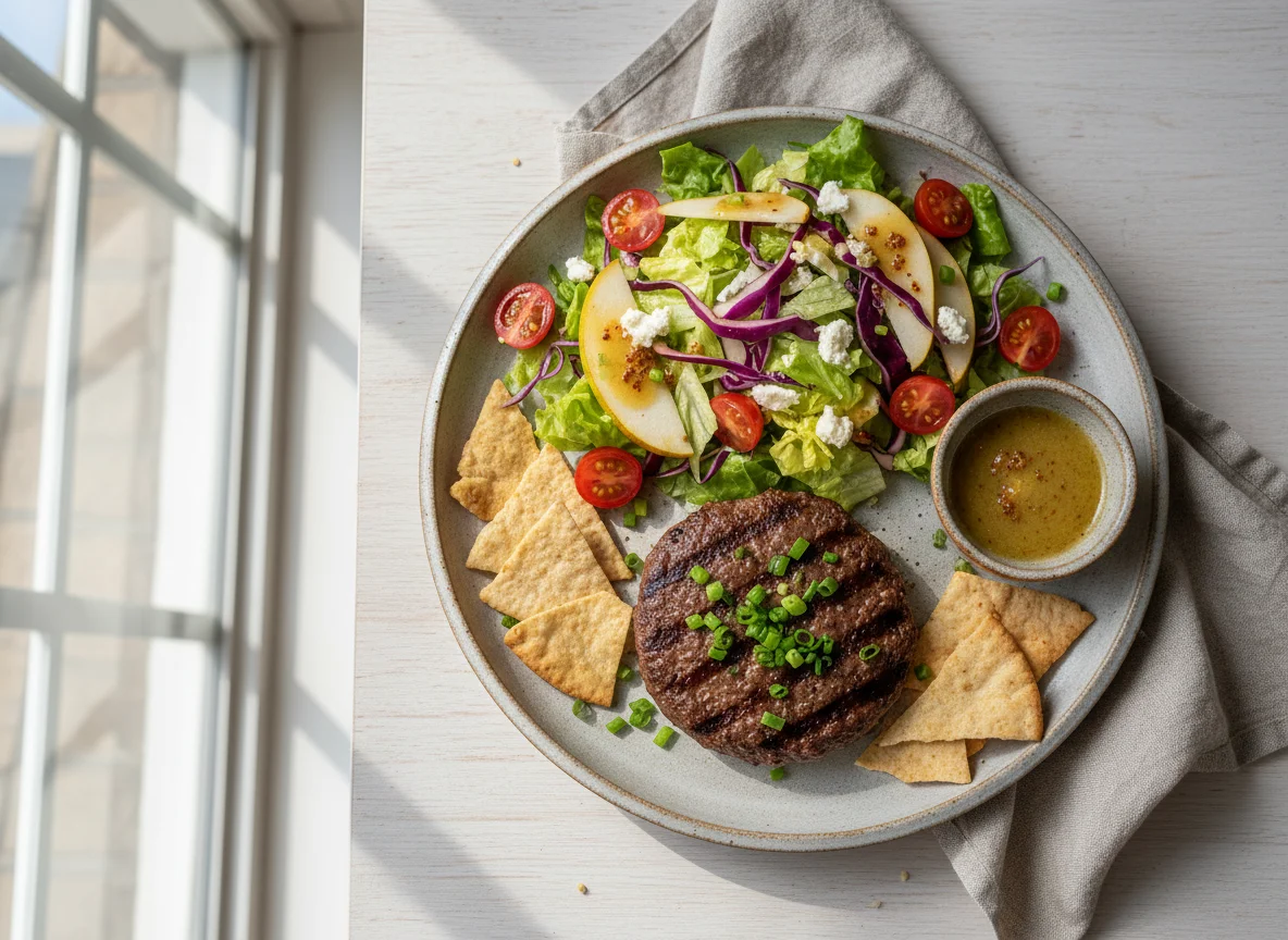 Hambúrguer com Salada e Molho photo