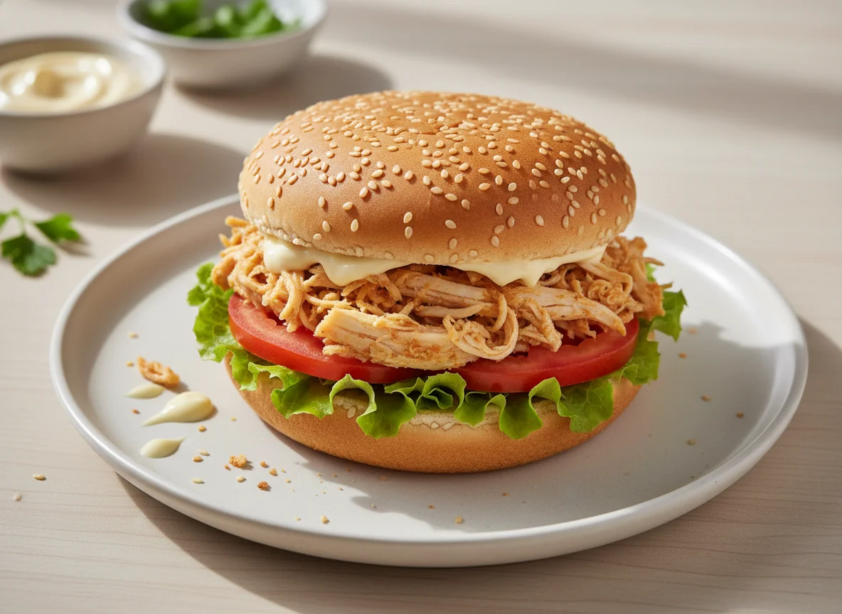 Hambúrguer de frango com salada photo