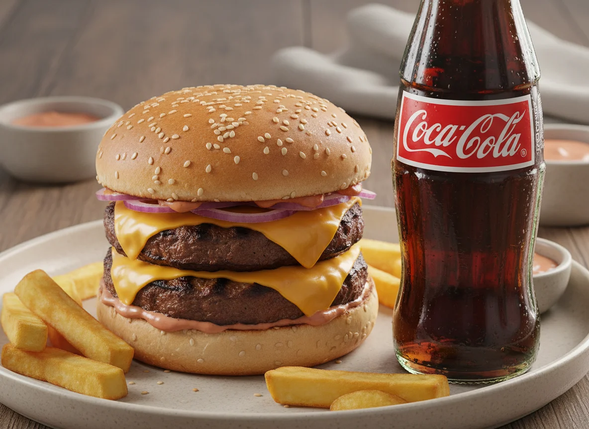 Hambúrguer duplo com Coca-Cola photo