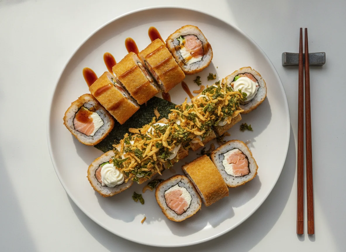 Hot Roll e Uramaki com Couve Crispy e Cream Cheese photo