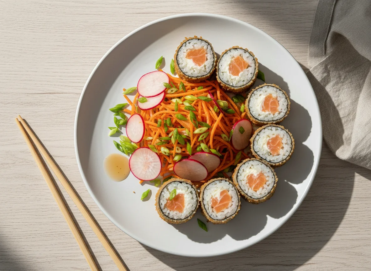 Hot Roll Frito com Salada photo