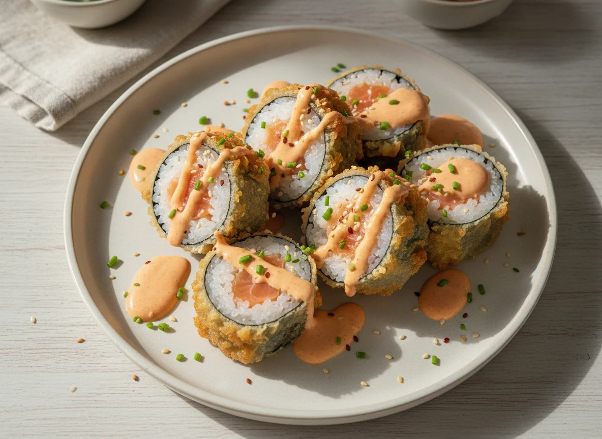 Hot Roll Sushi com Molho Spicy Mayo photo