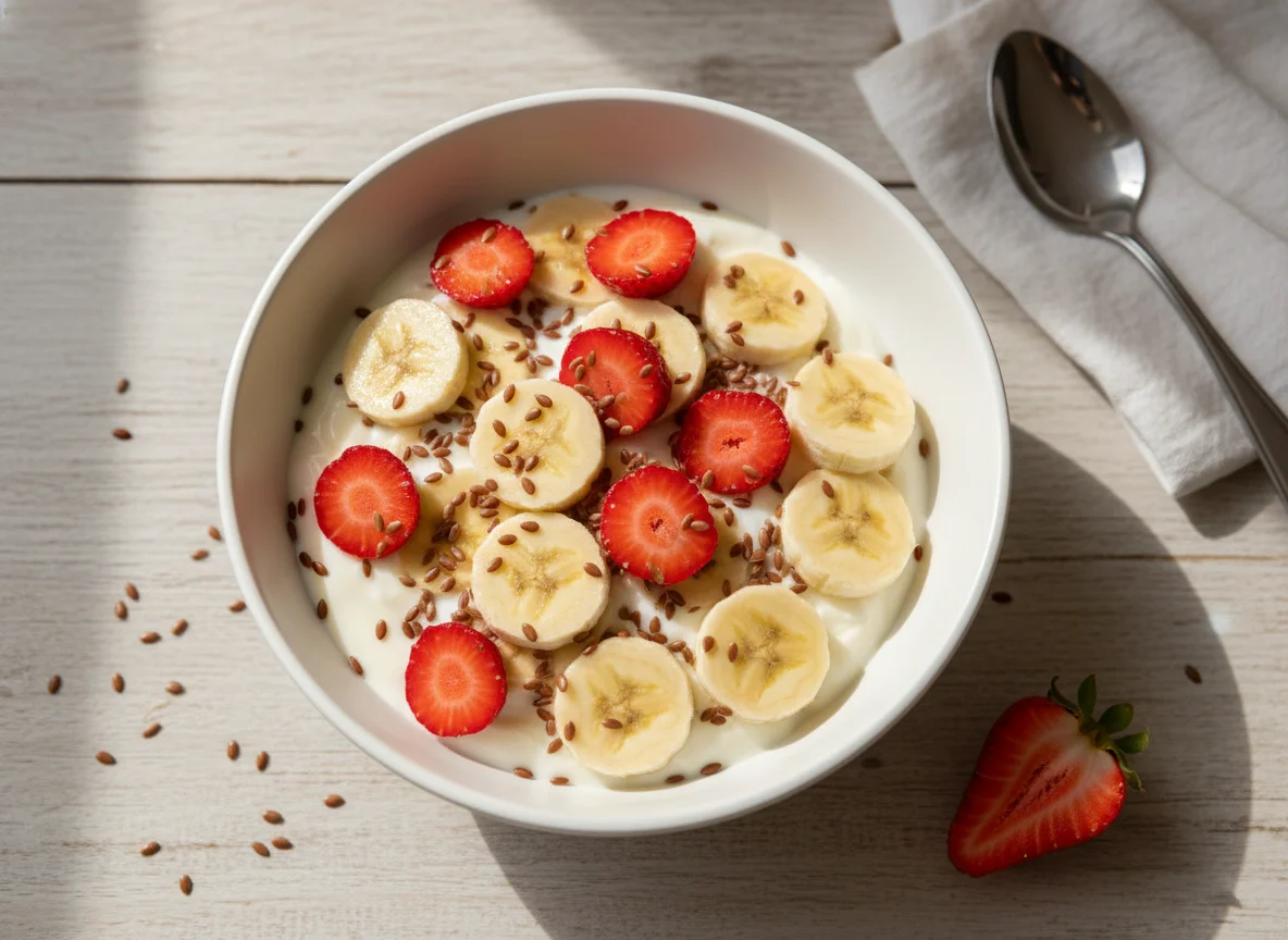 Iogurte Activia com Morango, Banana e Linhaça photo