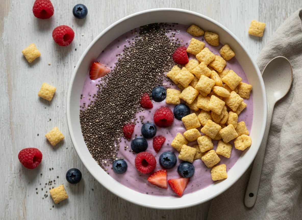 Iogurte com cereais e chia photo