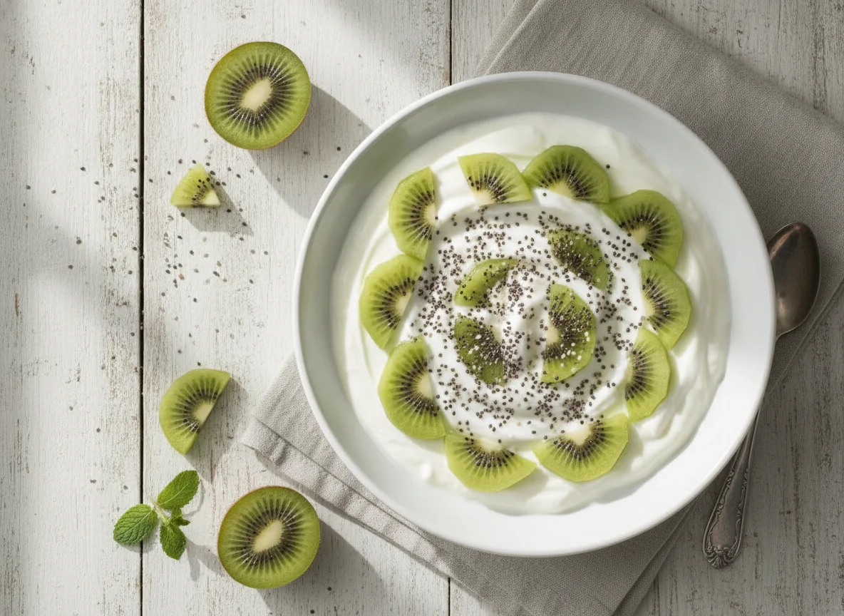 Iogurte com kiwi e chia photo