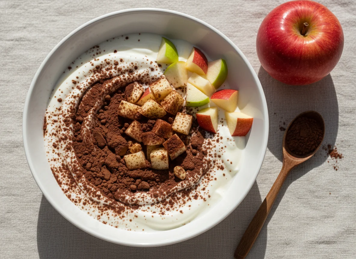Iogurte com maçã e proteína em pó photo