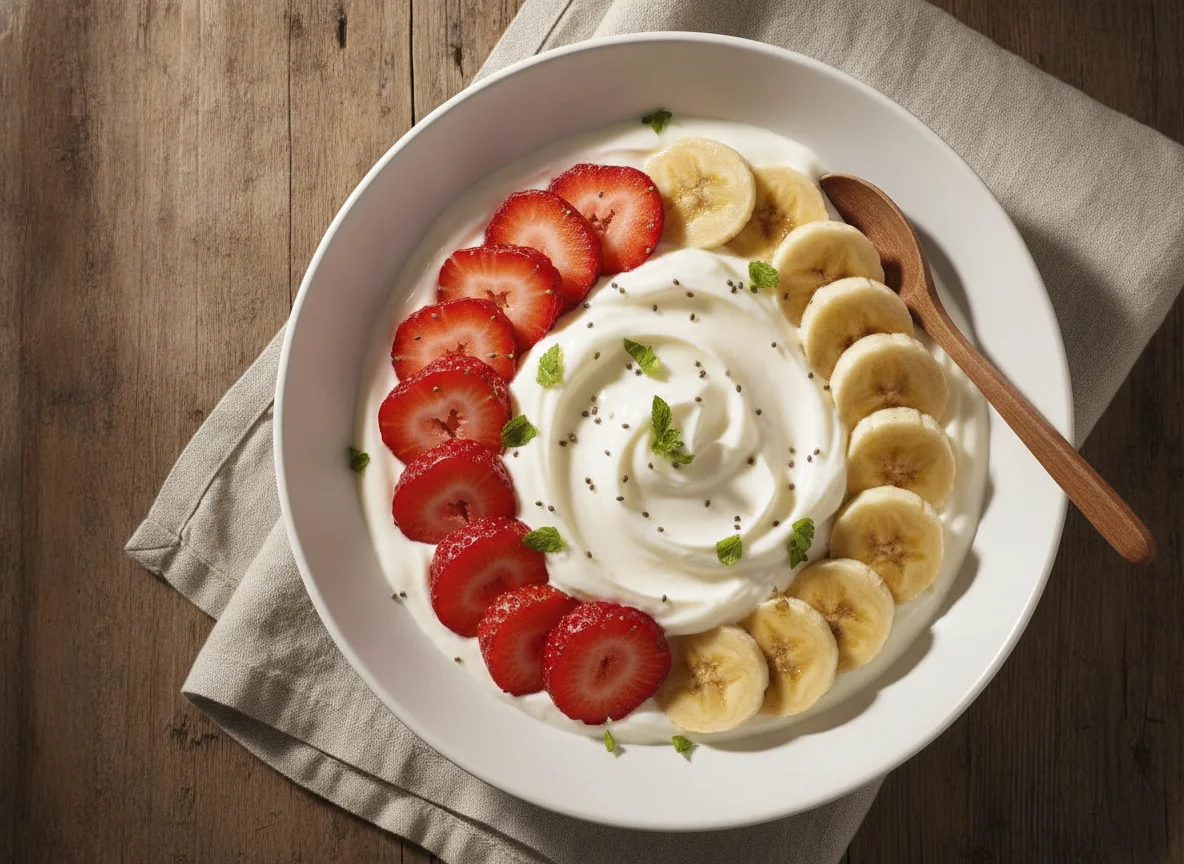 Iogurte com Morangos e Banana photo
