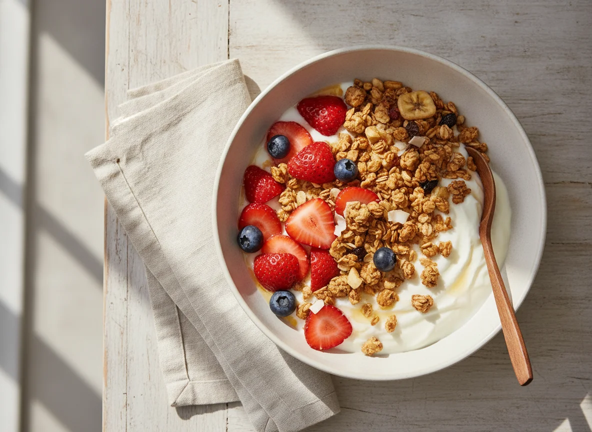 Iogurte com Morangos e Granola photo