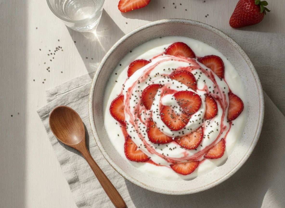 Iogurte com Morangos e Sementes de Chia photo