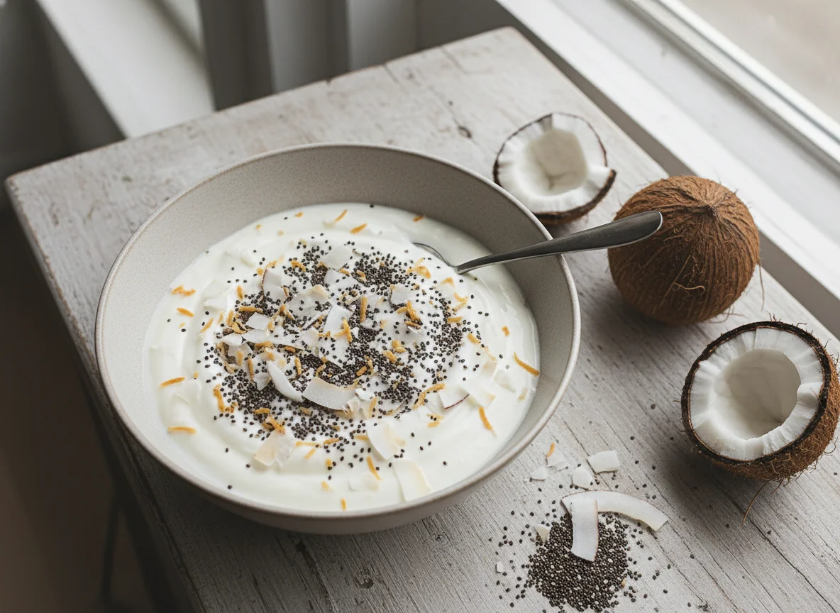Iogurte whey coco e chia photo
