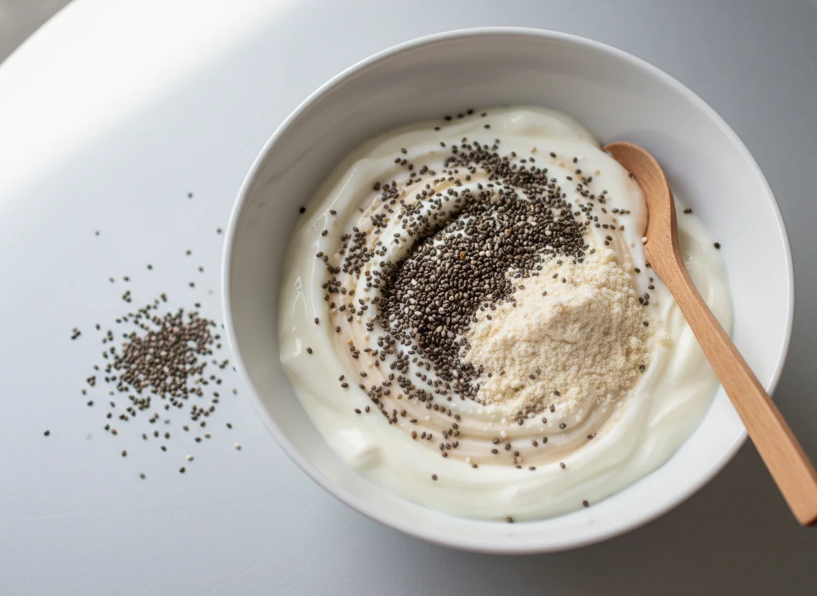 Iogurte, whey e sementes de chia photo