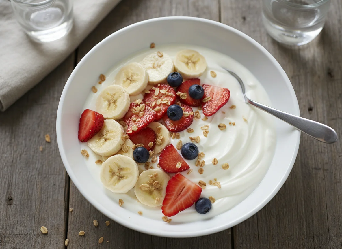 Iogurte zero com frutas photo