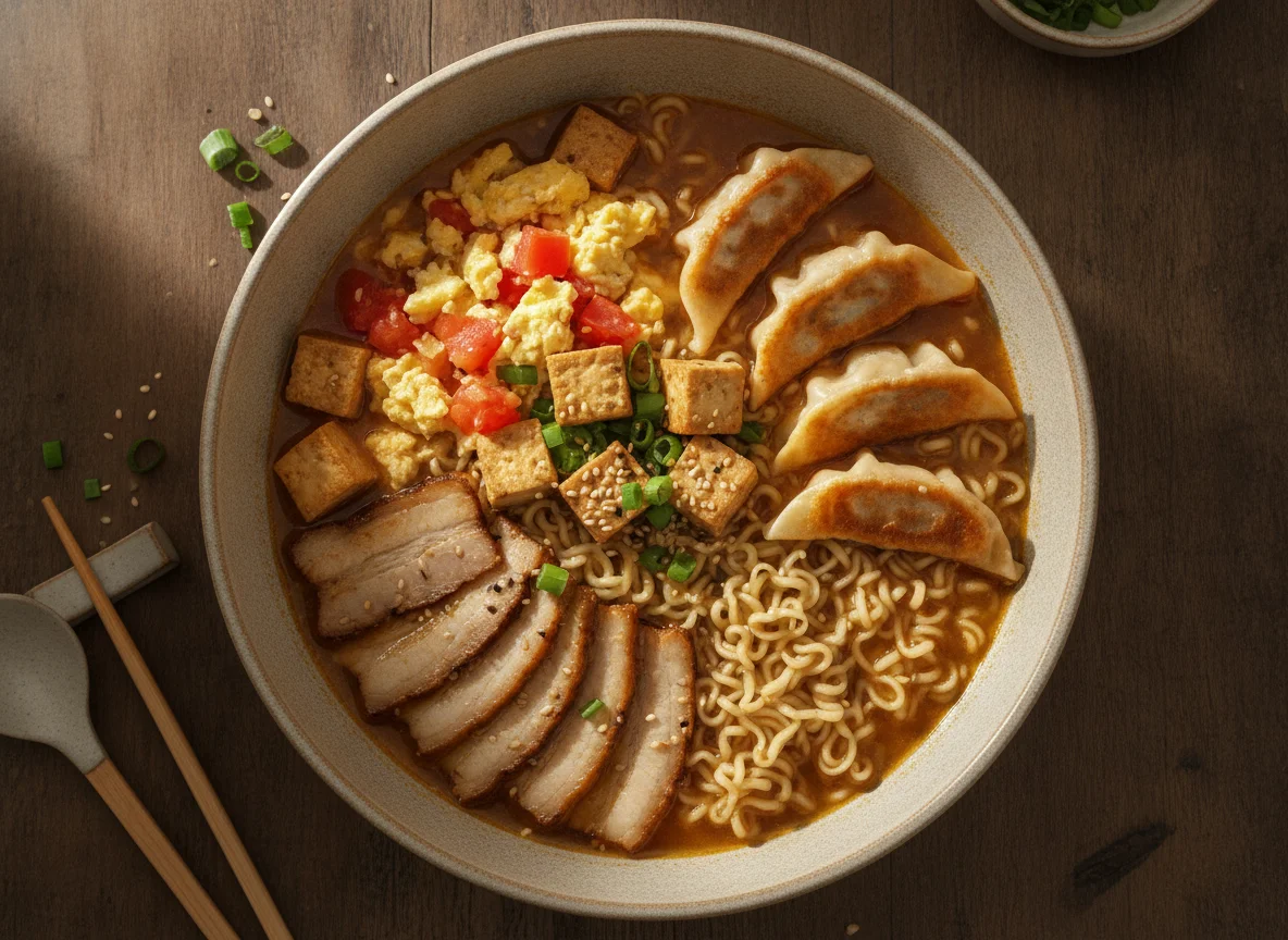 Lamen com Tofu, Ovos e Gyoza photo