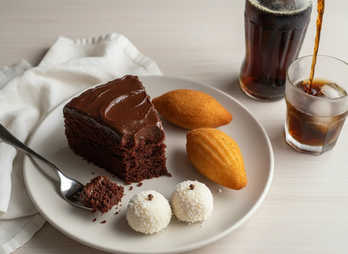 Lanche com bolo e salgados photo