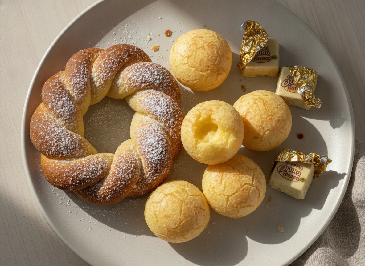 Lanche com Pão de Queijo, Rosca e Bombom photo