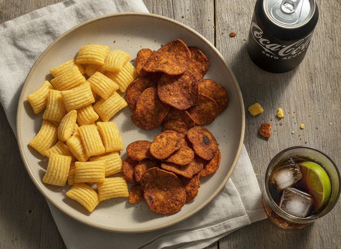 Lanche com salgadinhos e refrigerante photo
