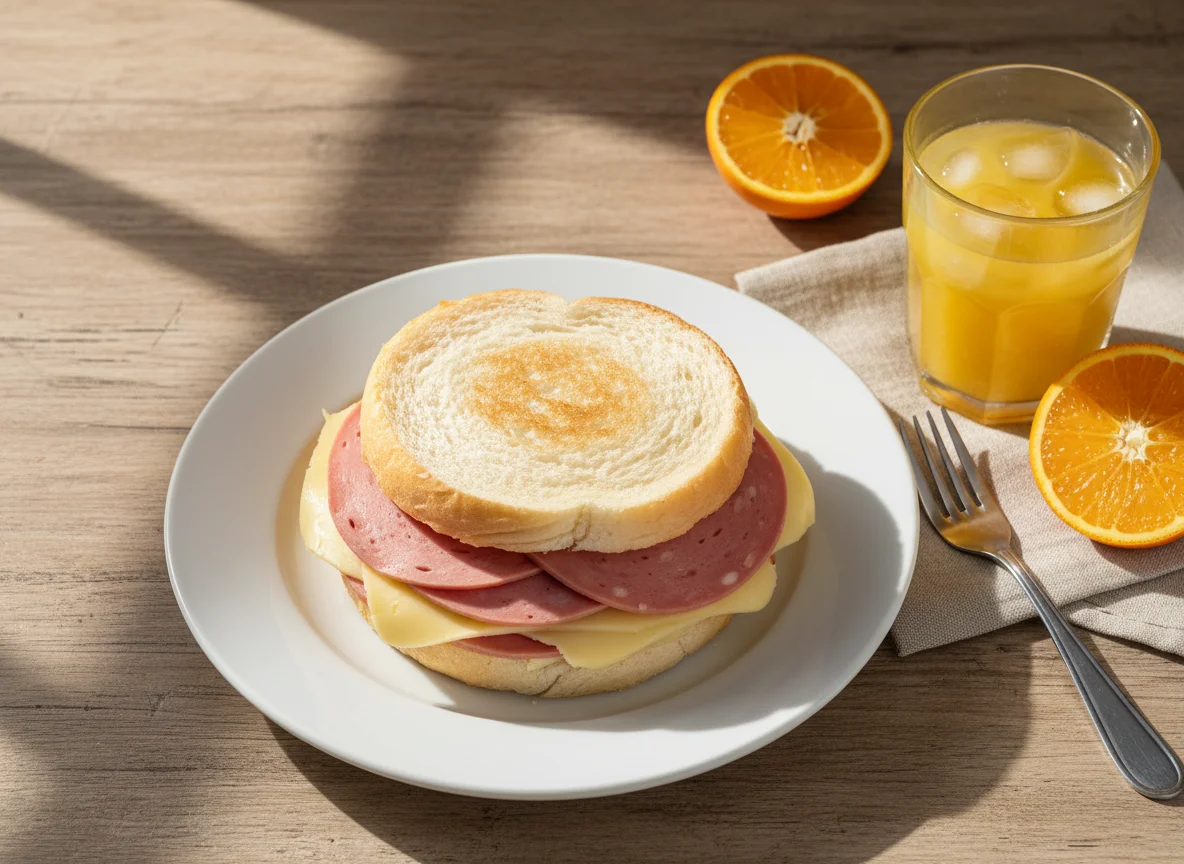 Lanche com suco de laranja photo