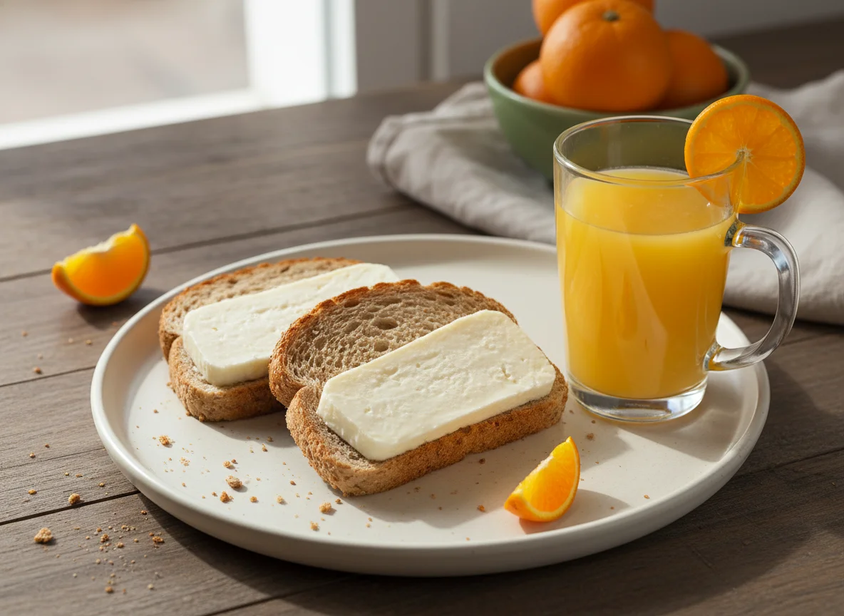 Lanche com suco e pão integral photo