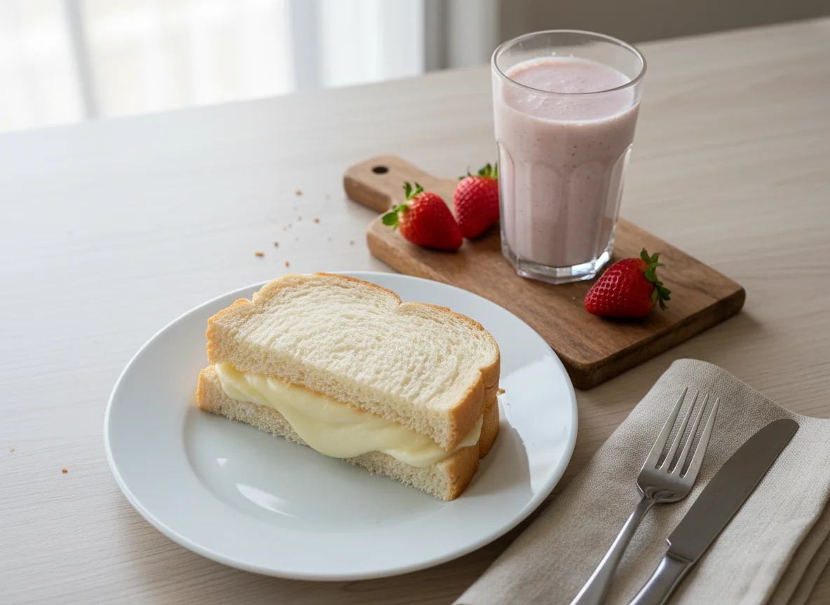 Lanche da manhã com sanduíche e vitamina photo