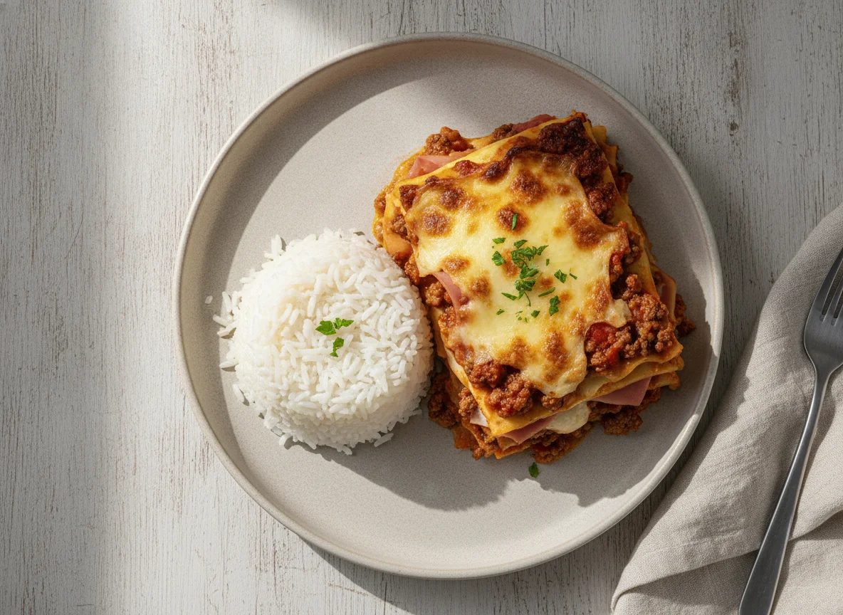 Lasanha à Bolonhesa com Arroz photo