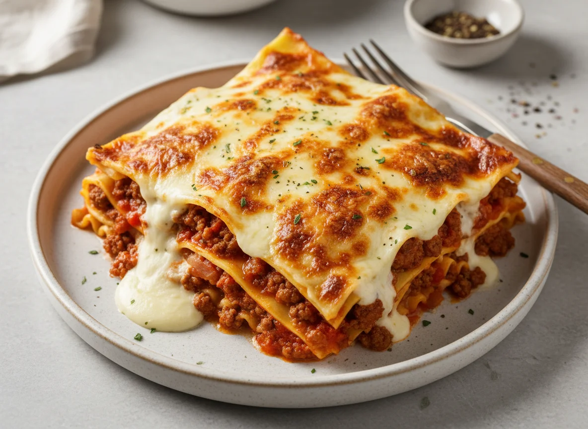 Lasanha de carne e queijo photo