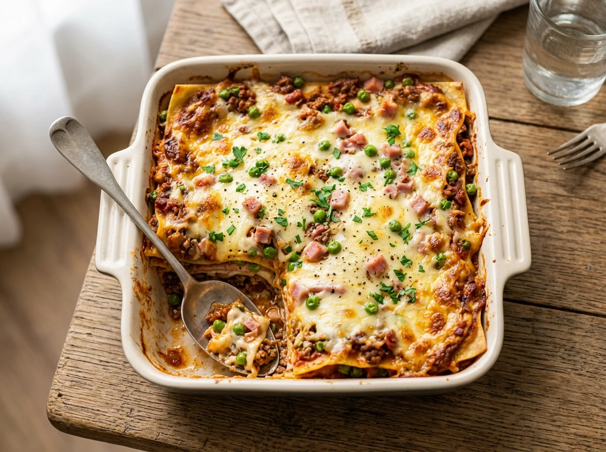 Lasanha de carne moída e presunto photo