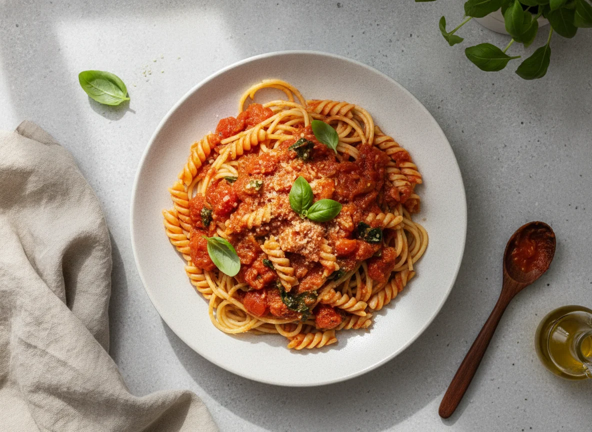 Macarrão ao molho de tomate photo