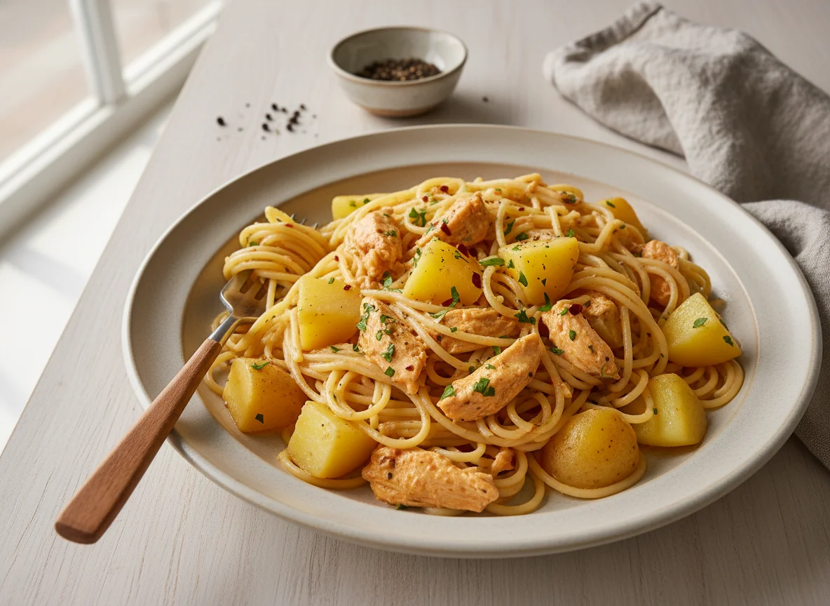 Macarrão com Batata e Frango Cremoso photo
