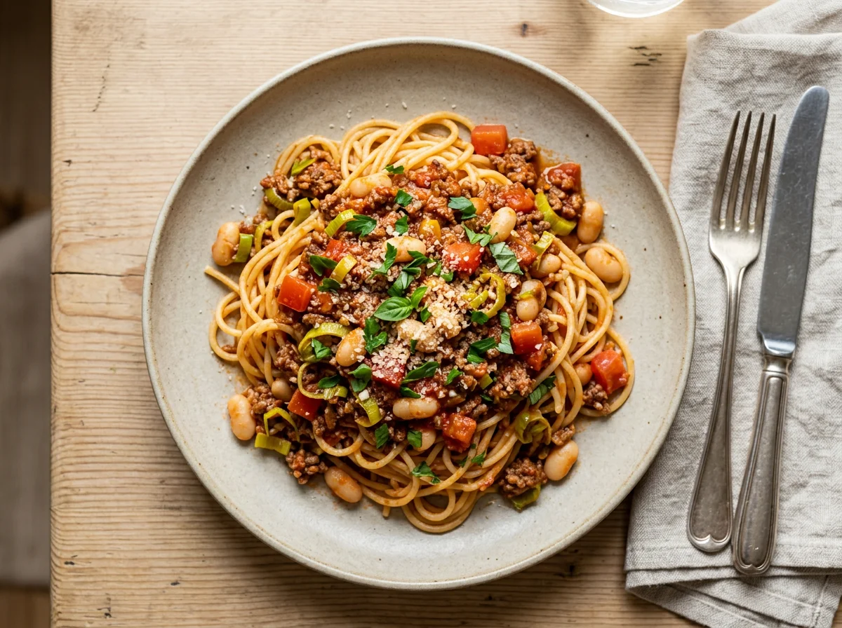 Macarrão com Molho Bolonhesa e Legumes photo