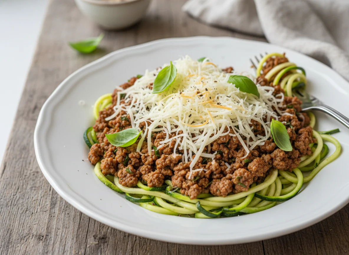 Macarrão de Abobrinha com Carne Moída e Queijo Ralado photo
