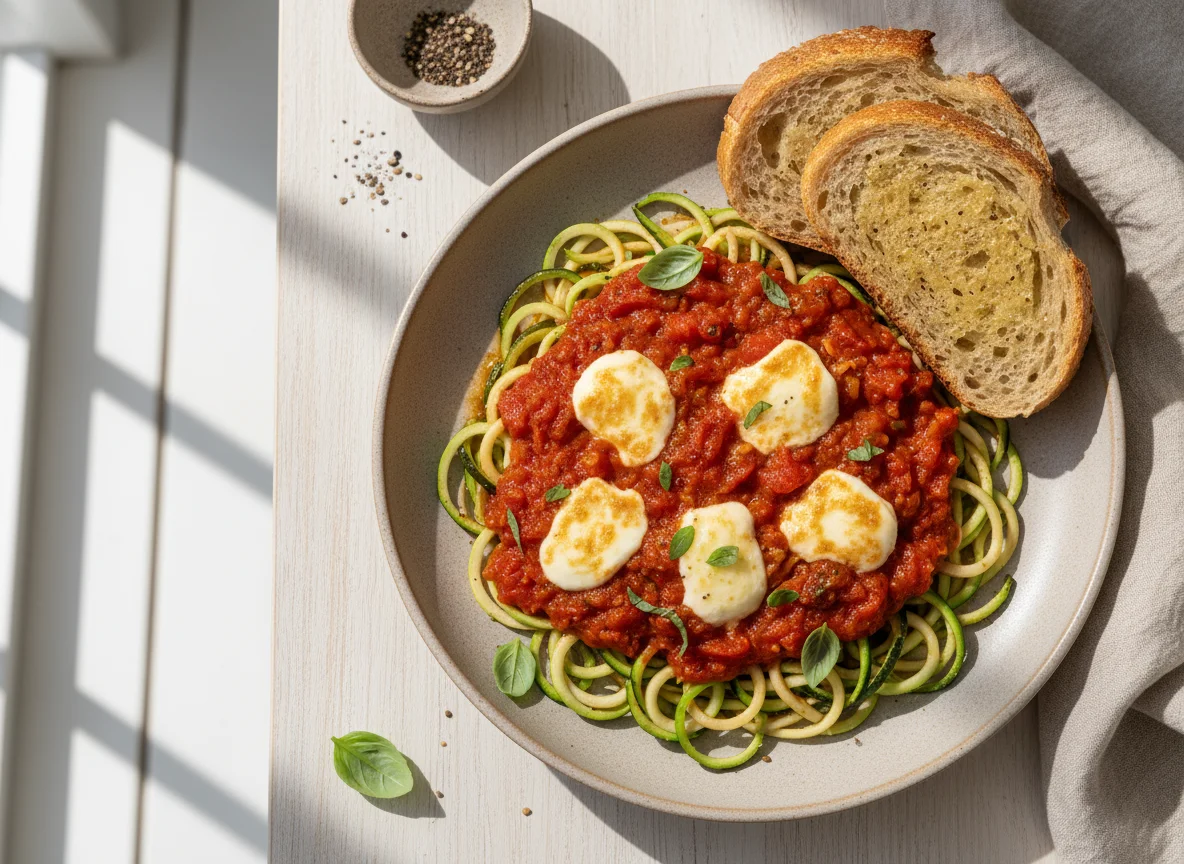 Macarrão de Abobrinha com Molho de Tomate e Queijo photo