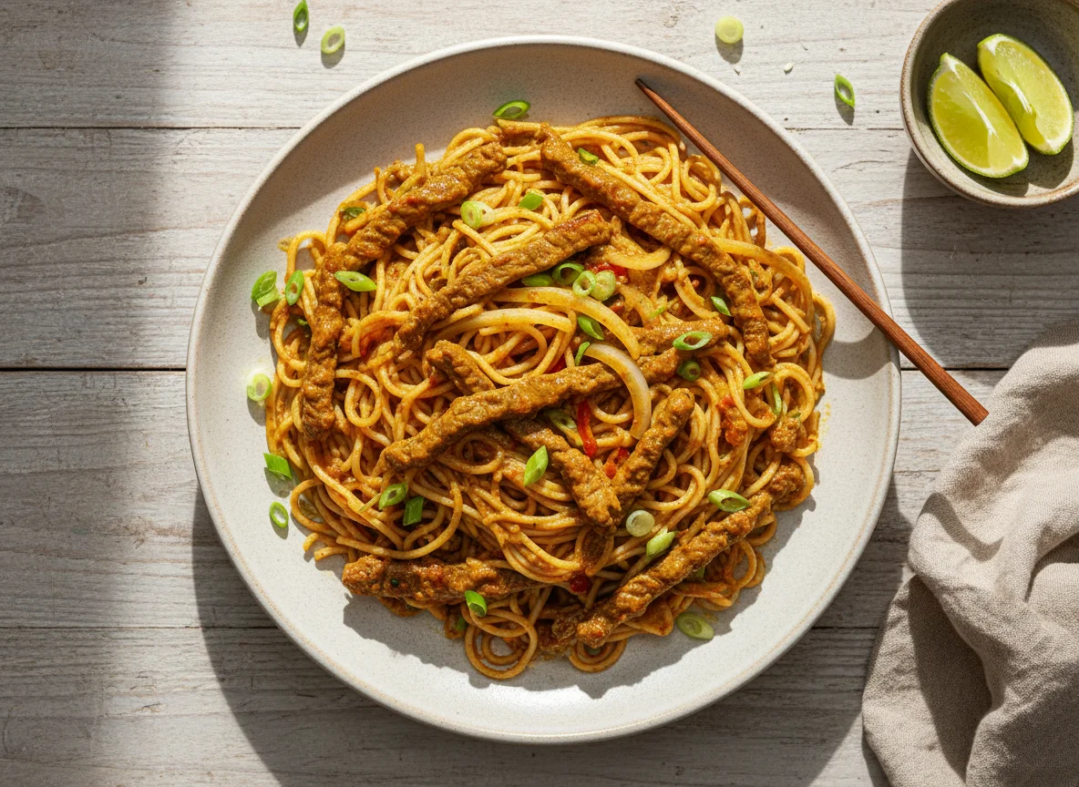 Macarrão de Arroz com Carne ao Curry photo