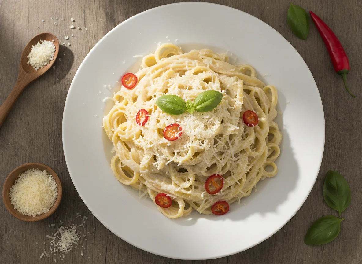 Macarrão Fettuccine ao Molho Branco com Pimenta photo