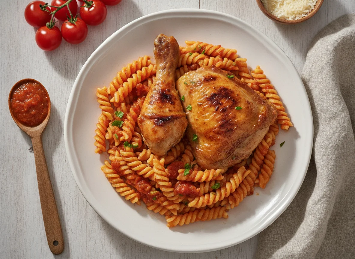 Macarrão Fusilli com Frango Assado photo