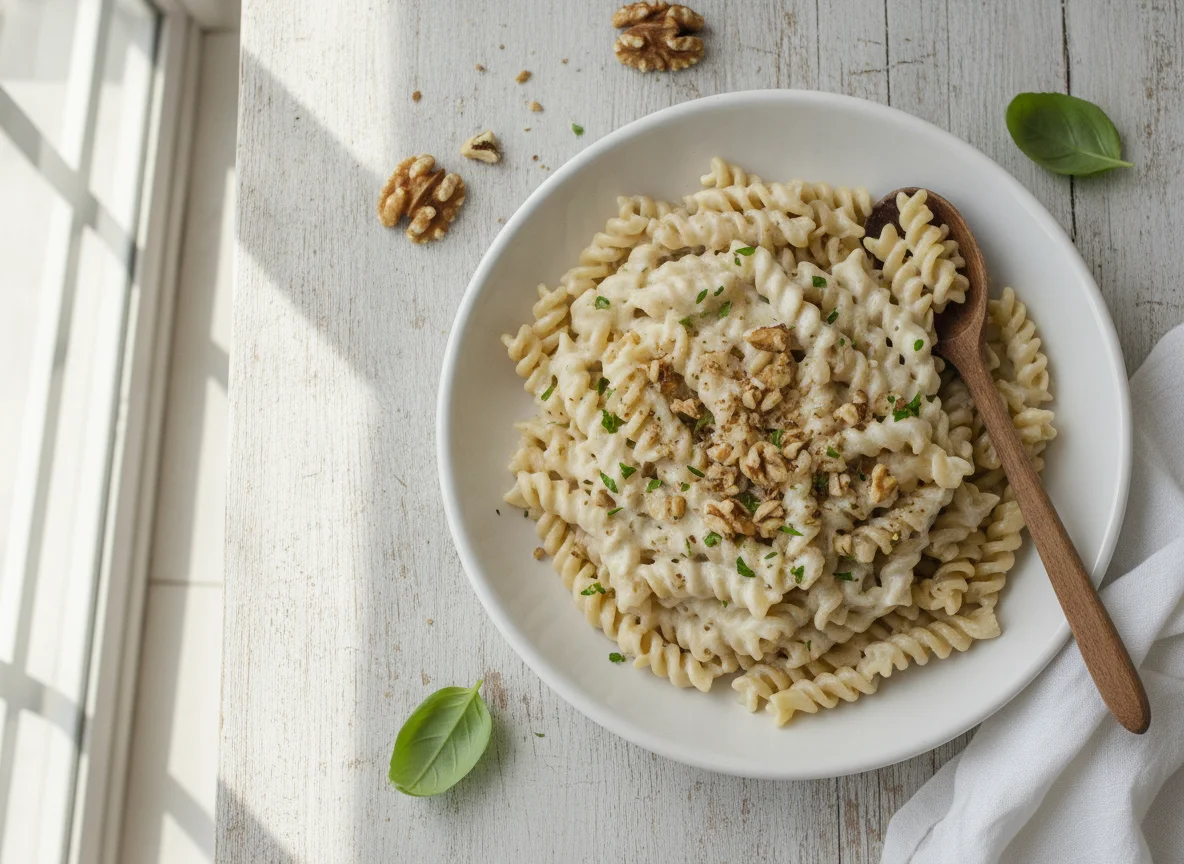 Macarrão Fusilli com Molho Cremoso e Nozes photo