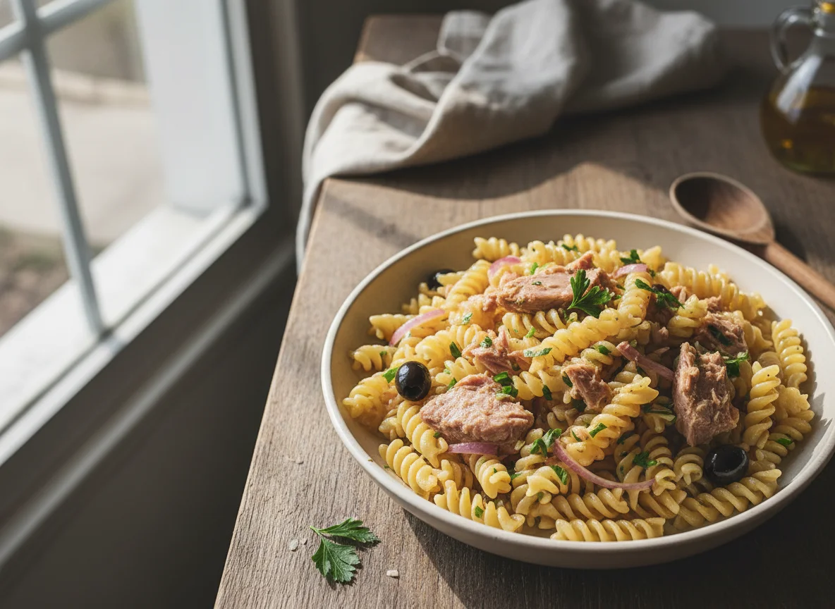 Macarrão parafuso com atum photo