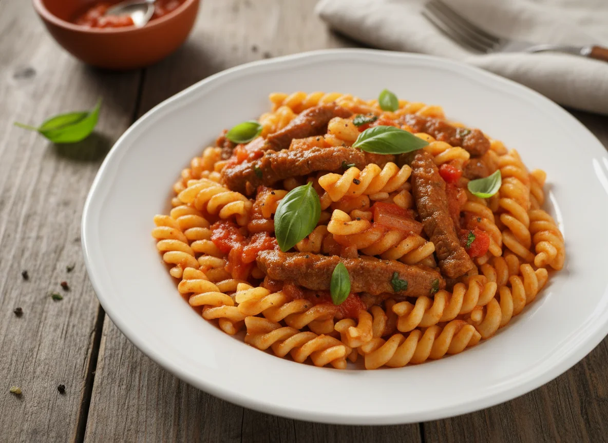 Macarrão parafuso com carne photo