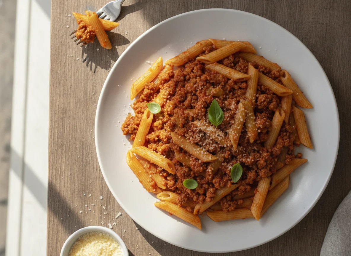 Macarrão Penne com Carne Moída photo