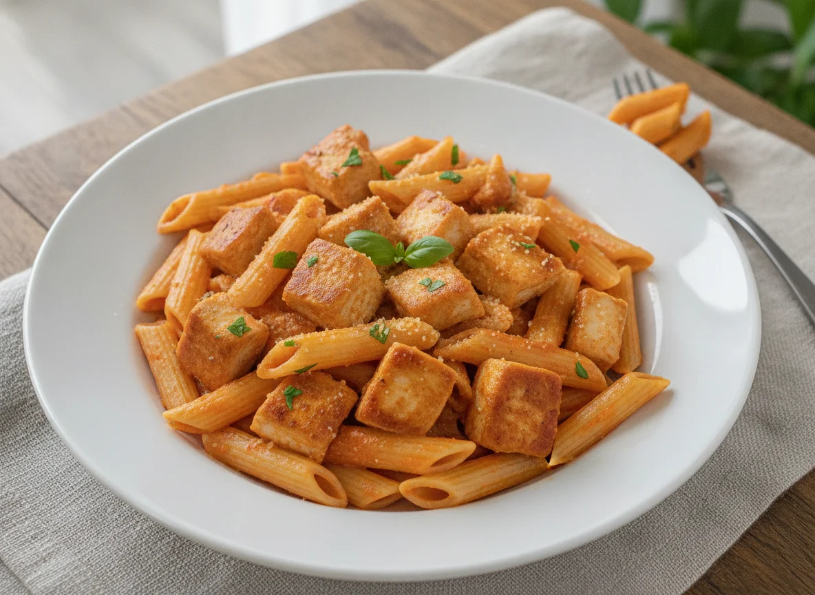 Macarrão Penne com Molho Cremoso e Frango photo