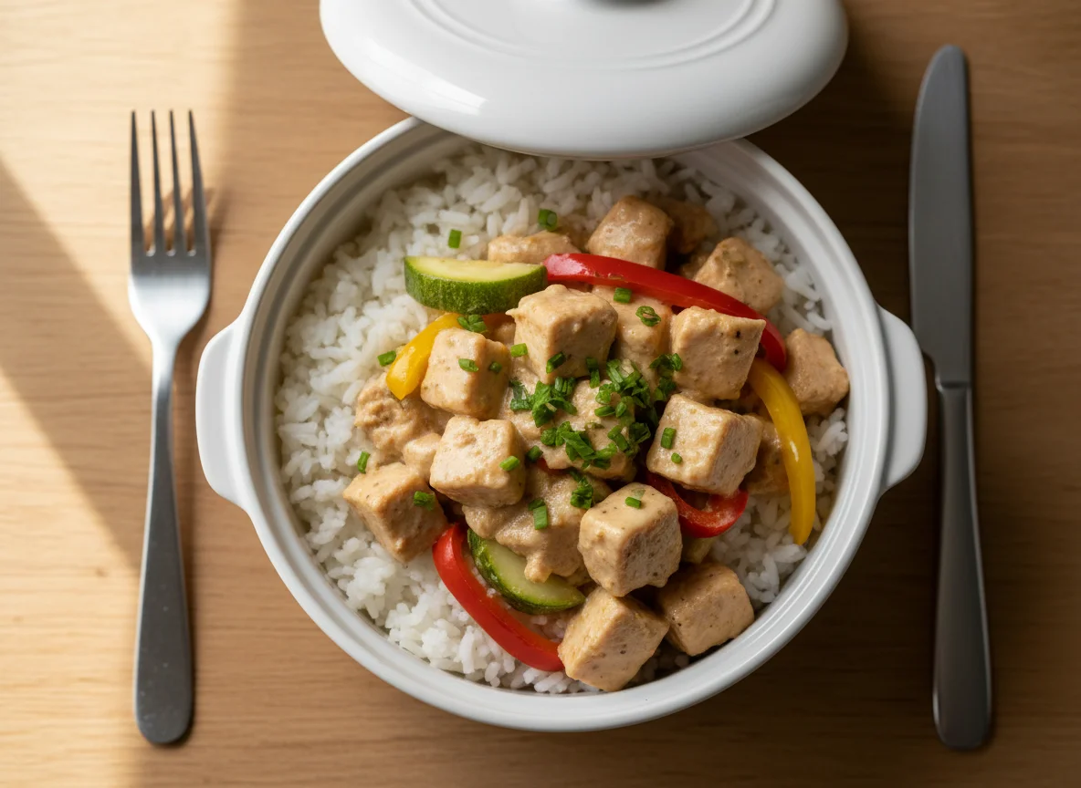 Marmita com Arroz e Frango Cremoso photo