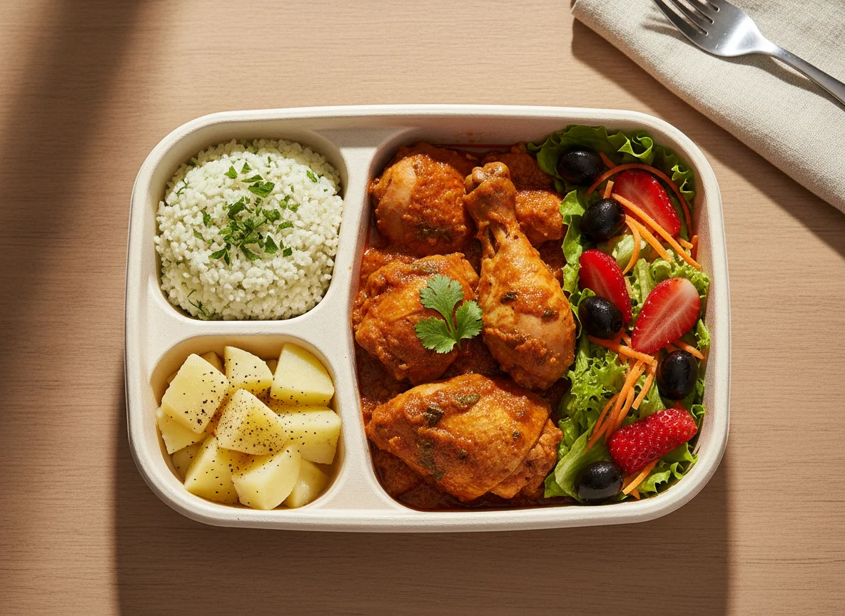 Marmita com frango e salada photo